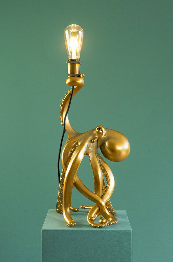 Tischleuchte Krake Otto Octopus in Gold von Werner Voß