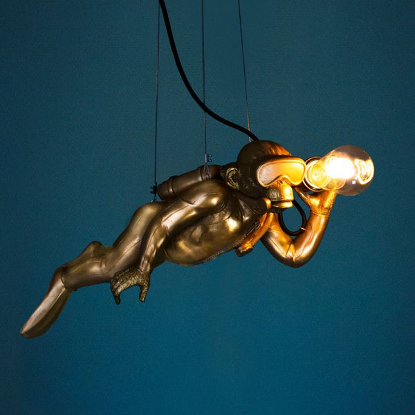 Deckenleuchte Affe Diver Dave in Gold von Werner Voß