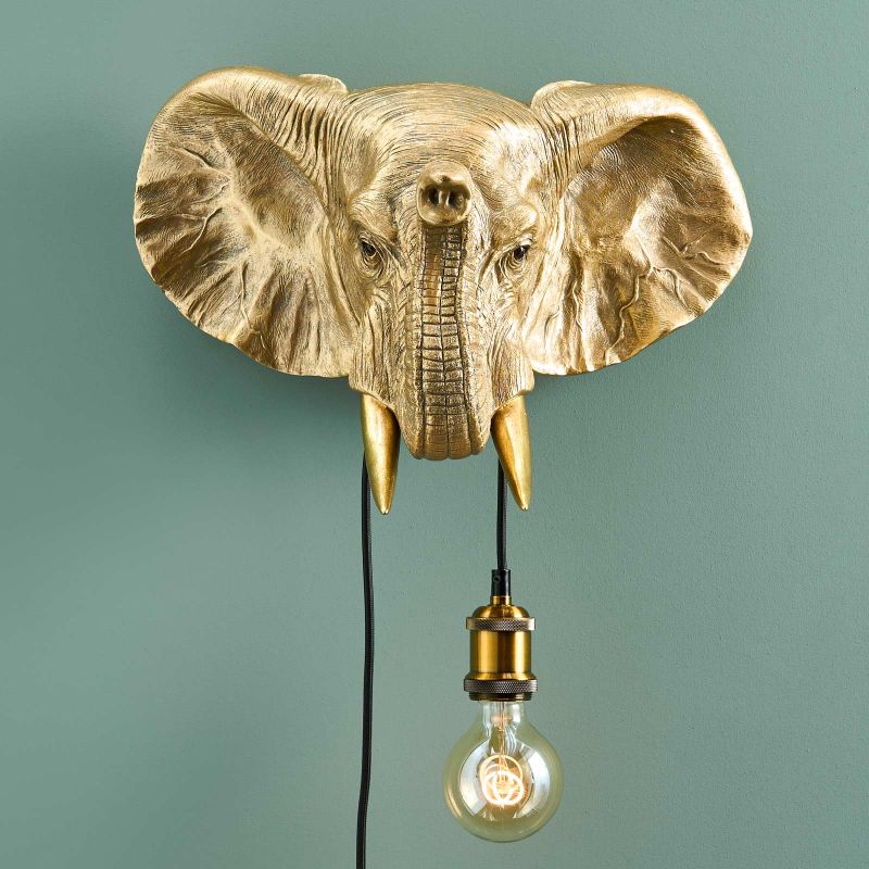 Wandleuchte Elefant Jumbo in Gold von Werner Voß, frontal