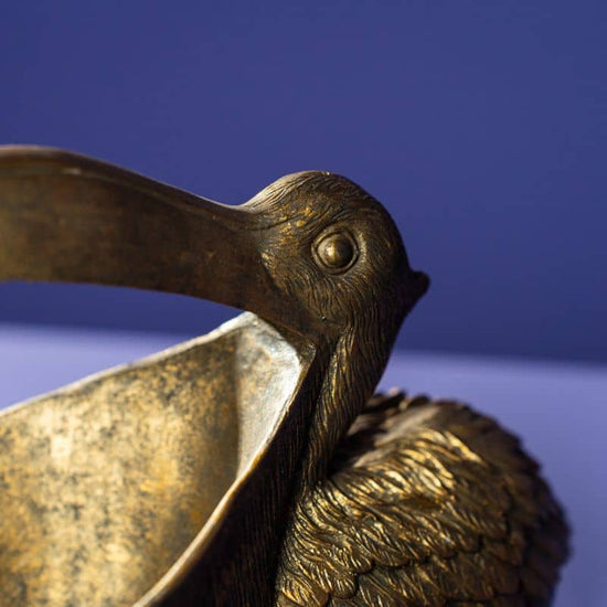 Aufbewarungsschüssel Pelikan, Gold Polyresin, 23 x 11 x 19 cm