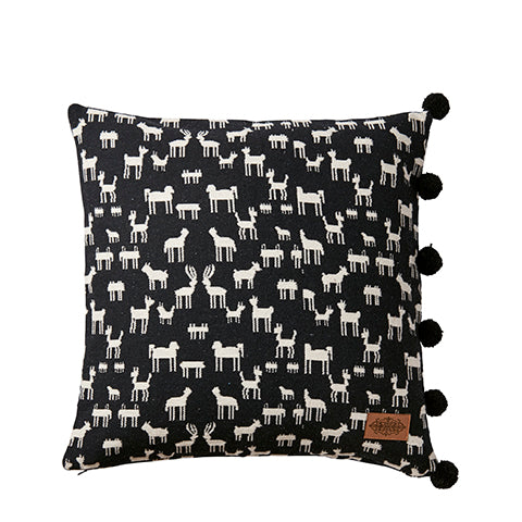 Kissen 'Ethno' 50 x 50cm Tiere schwarz