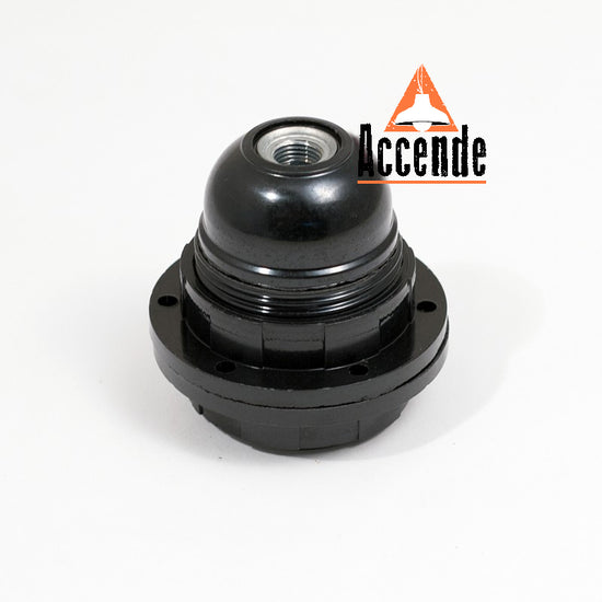 Bakelit Fassung mit Gewindemantel / Schwarz E27