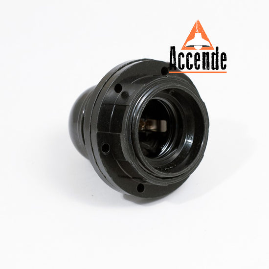 Bakelit Fassung mit Gewindemantel / Schwarz E27