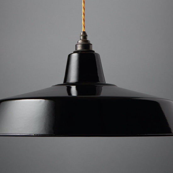 Emaille Lampenschirm gross / Schwarz