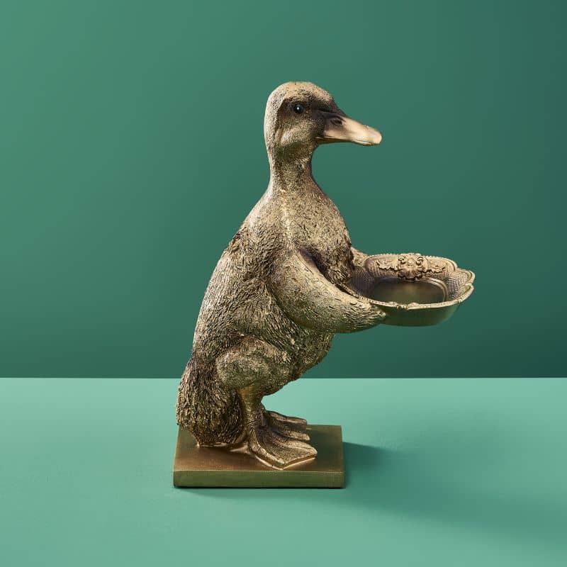 Kartenhalter Ente Gold, Polyresin 13,5 x 18 x 25 cm