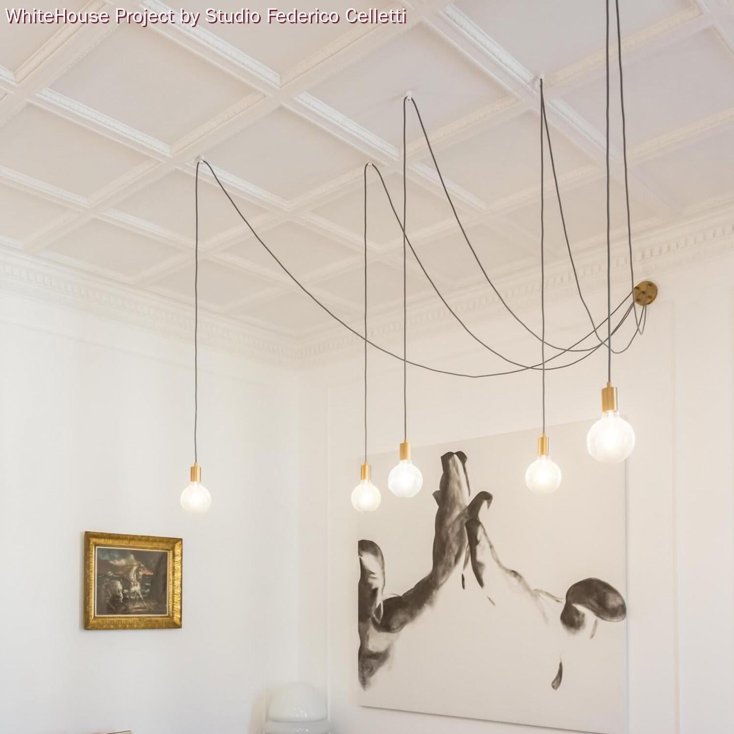 5-Loch-Lampenbaldachin Kit aus Metall  Ø 12 cm / Bronze satiniert