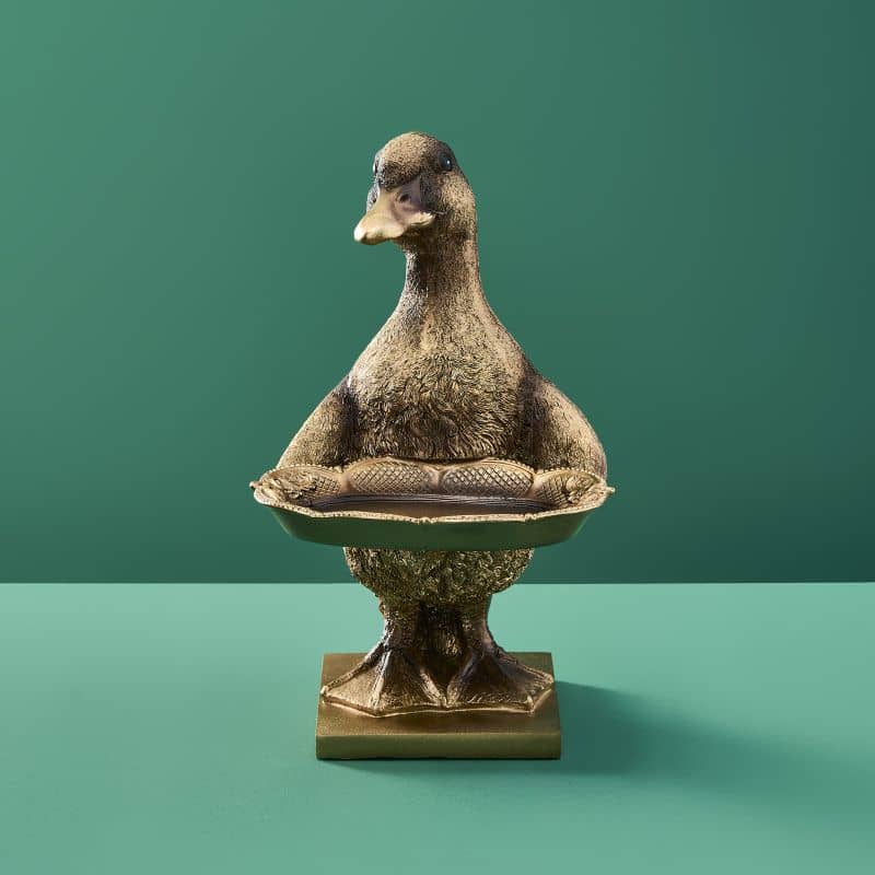 Kartenhalter Ente Gold, Polyresin 13,5 x 18 x 25 cm
