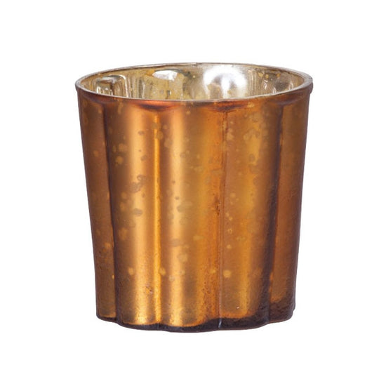 eelichthalter Ø7.5cm mit Wellenmuster, orange-matt