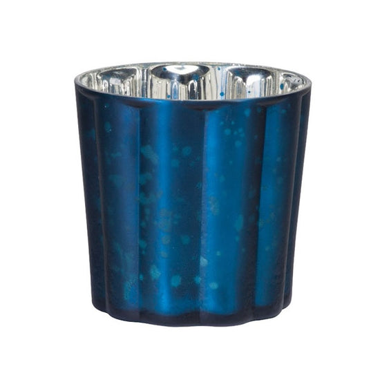 eelichthalter Ø7.5cm mit Wellenmuster, blau-matt