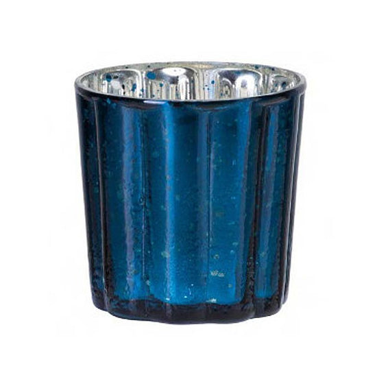 eelichthalter Ø7.5cm mit Wellenmuster, blau-glänzend