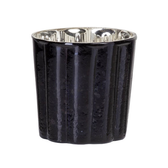 eelichthalter Ø7.5cm mit Wellenmuster, schwarz-glänzend