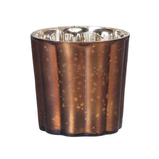 eelichthalter Ø7.5cm mit Wellenmuster, braun-matt