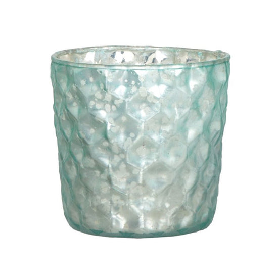 Teelichthalter Ø7.5cm mit Wabenmuster, türkis-matt