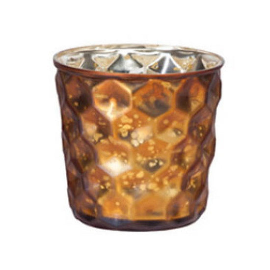 Teelichthalter Ø7.5cm mit Wabenmuster, orange-matt