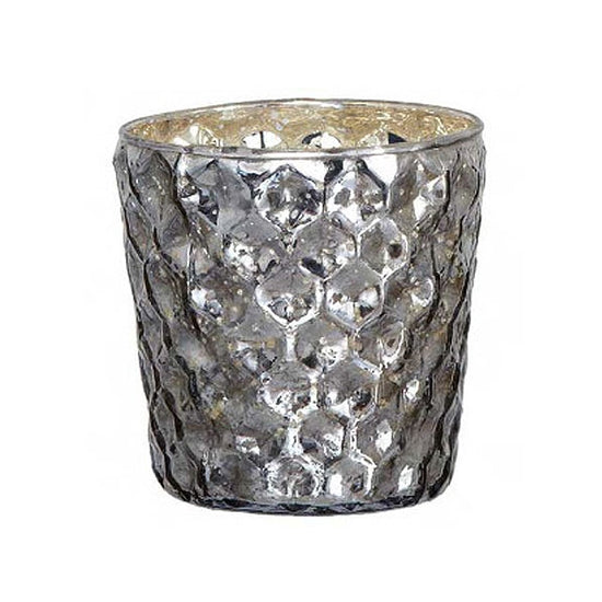 Teelichthalter Ø7.5cm mit Wabenmuster, lila-glänzend