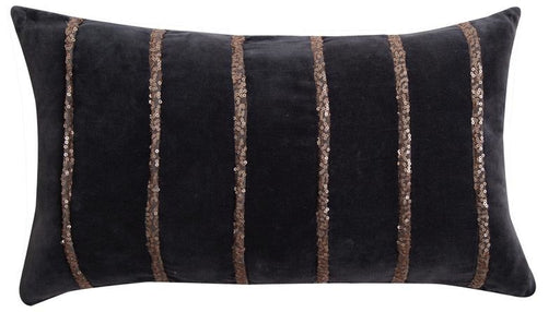 Kissen Velours Paillettenstreifen