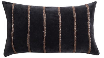 Kissen Velours Paillettenstreifen