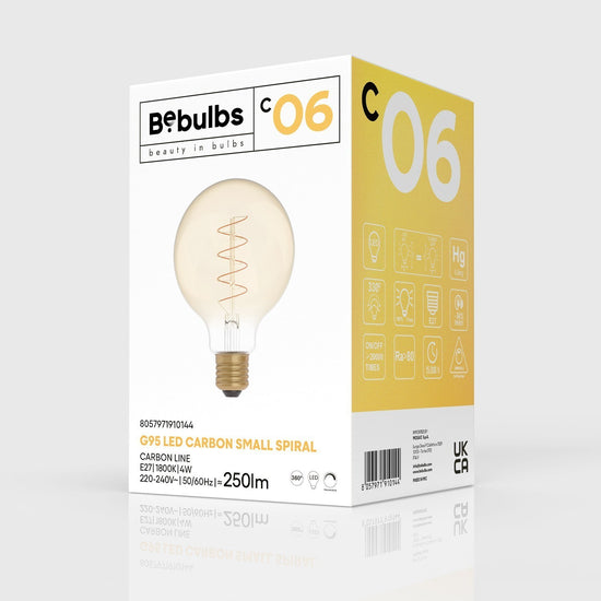 Globe G95 gold curly Carbon Line Verpackung / 4 Watt E27