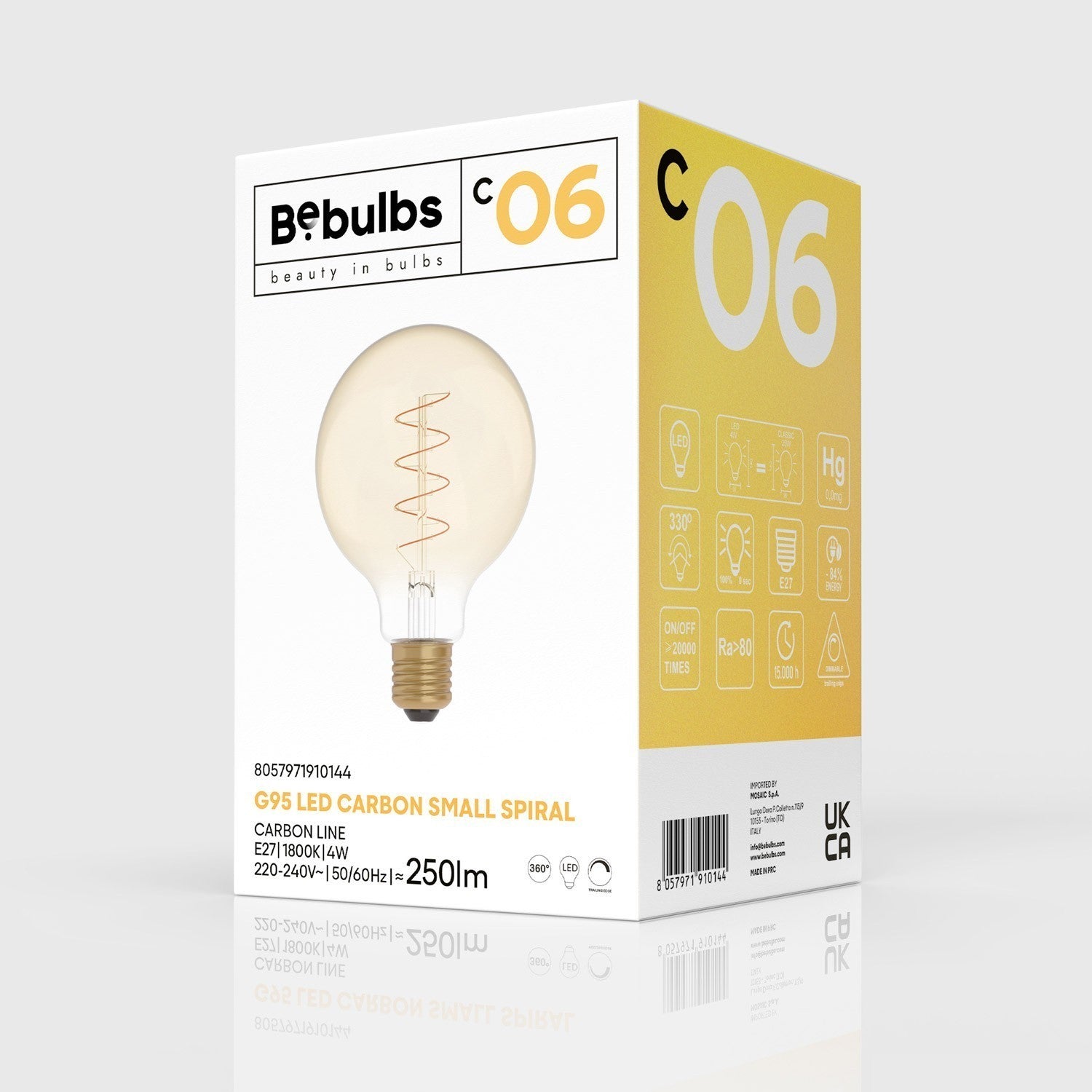 Globe G95 gold curly Carbon Line Verpackung / 4 Watt E27