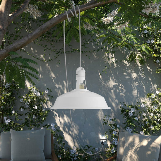 Tragbare Aussenleuchte Harbour White mit Lampenschirm Ø 38 cm