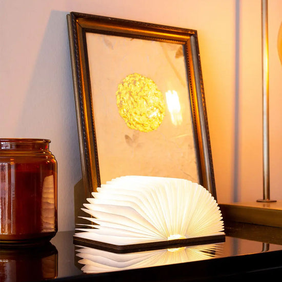 Buchlampe Walnuss / M – medium, Akku, inkl. USB Ladekabel