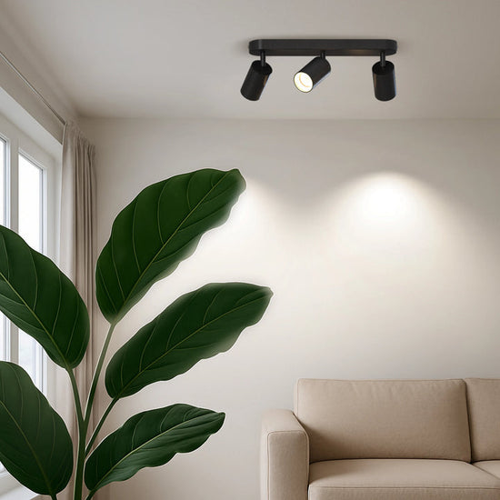 Calex Ceiling Spot Light 3×GU10 – oval / Schwarz – Aluminium-Deckenstrahler mit austauschbaren Schraubringen