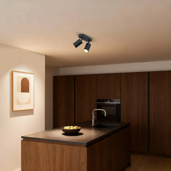 Calex Deckenspot 2×GU10 – oval / Schwarz – Aluminium-Deckenstrahler