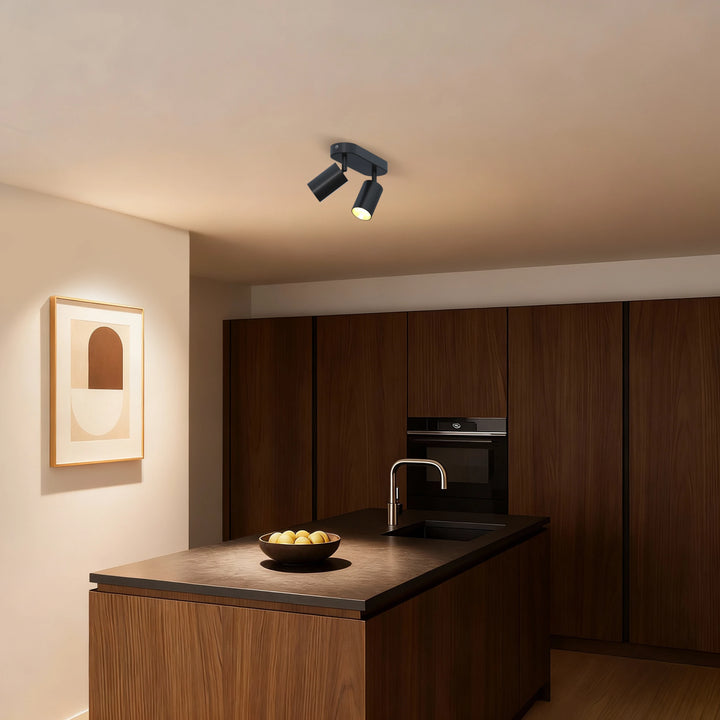 Calex Deckenspot 2×GU10 – oval / Schwarz – Aluminium-Deckenstrahler