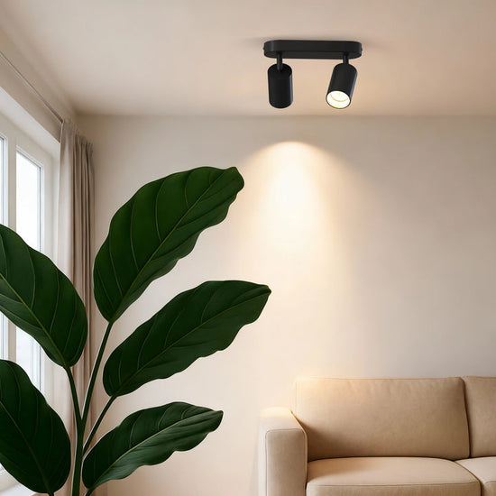 Calex Deckenspot 2×GU10 – oval / Schwarz – Aluminium-Deckenstrahler