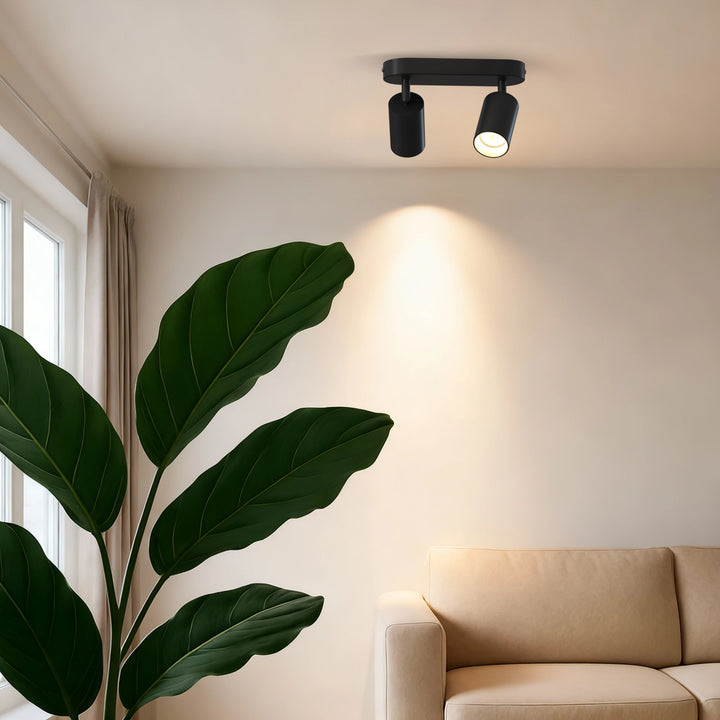 Calex Deckenspot 2×GU10 – oval / Schwarz – Aluminium-Deckenstrahler