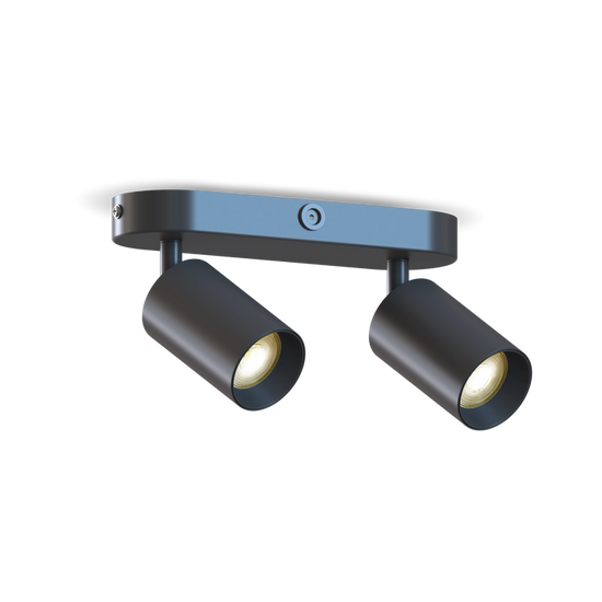 Calex Deckenspot 2×GU10 – oval / Schwarz – Aluminium-Deckenstrahler