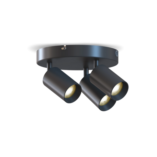 Calex Deckenspot 3×GU10 – rund / Schwarz – Aluminium-Deckenstrahler
