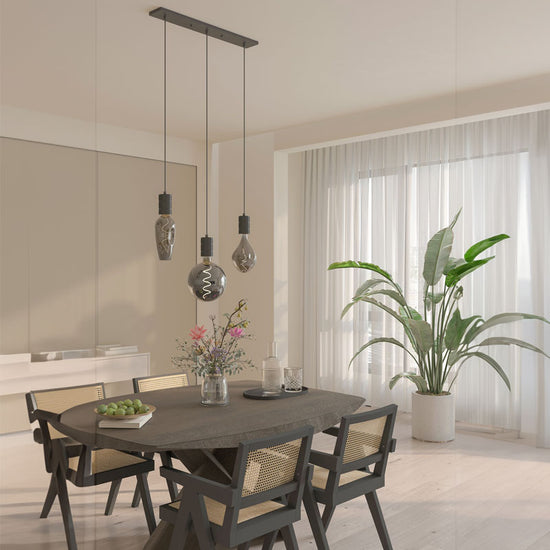 Lampenpendel 3er Schiene / Schwarz E27