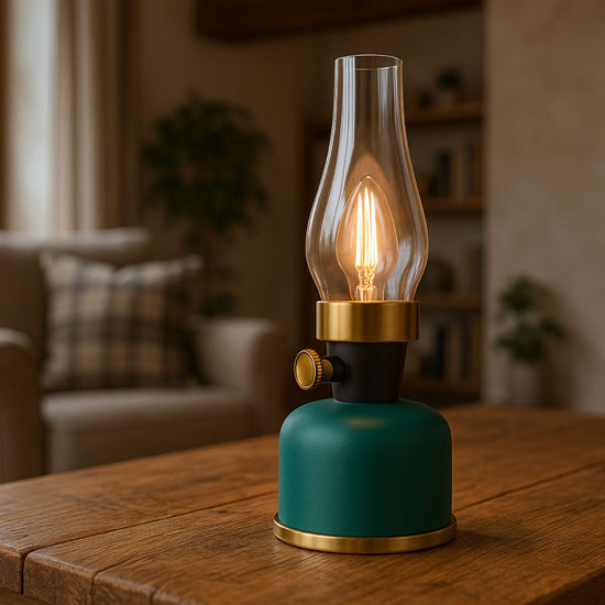 Calex Lavinio aufladbare Retro Tischleuchte USB / Petrolgrün