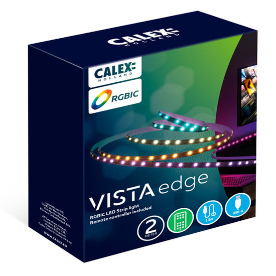 Calex LEDstrip RGBIC – 2 Meter, Fernbedienung, USB