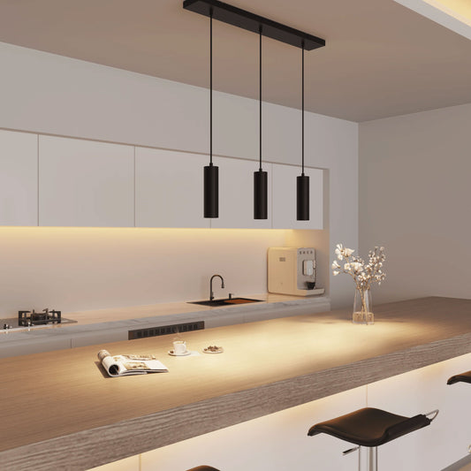 Lampenpendel 3er Schiene GU10 Spots / Schwarz