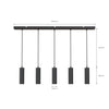 Lampenpendel 5er Schiene GU10 Spots / Schwarz Masse