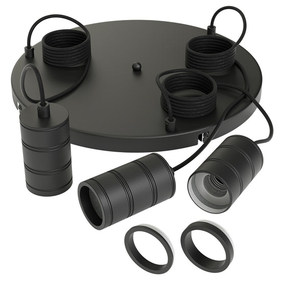 Vintage Lampenpendel 3er Set / Mattschwarz E27