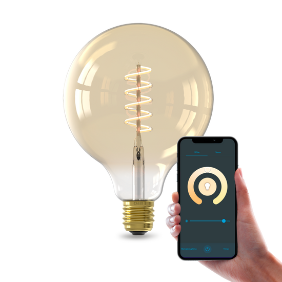 Calex Globe G125 Smart LED Filament Gold Curly / 7 Watt E27