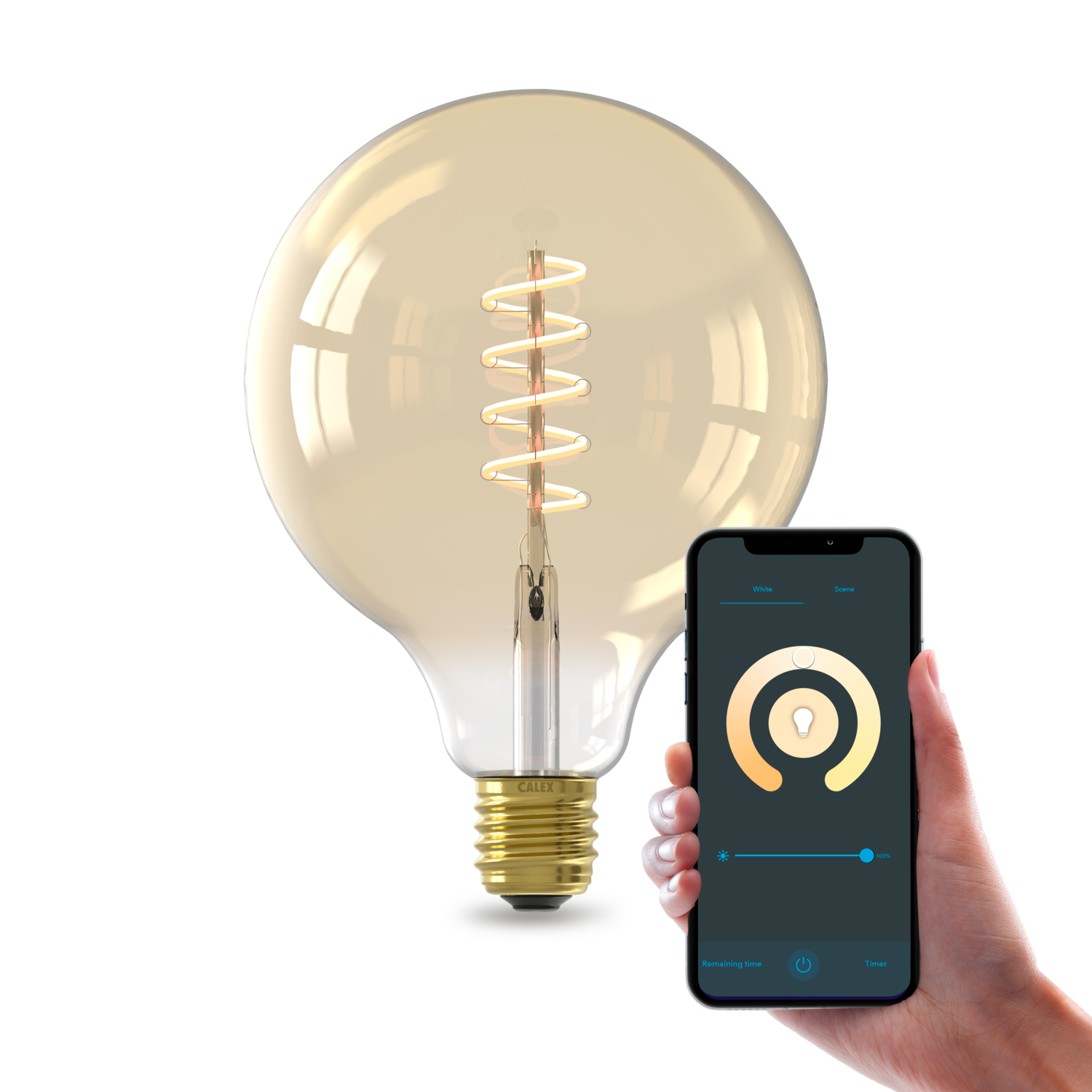 Calex Globe G125 Smart LED Filament Gold Curly / 7 Watt E27