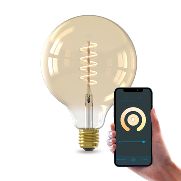 Calex Globe G125 Smart LED Filament Gold Curly / 7 Watt E27