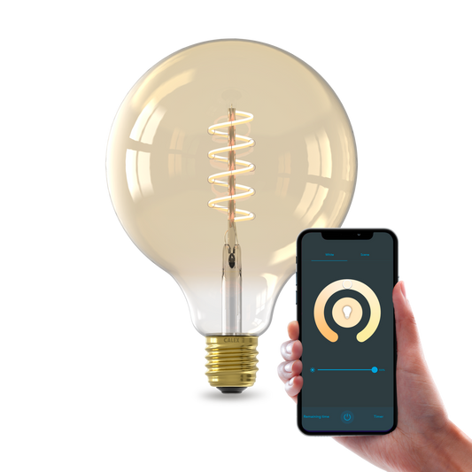 Calex Globe G125 Smart LED Filament Gold Curly / 7 Watt E27