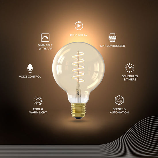 Calex Smart LED Filament Gold Curly Globe G95 / E27 Funktionen