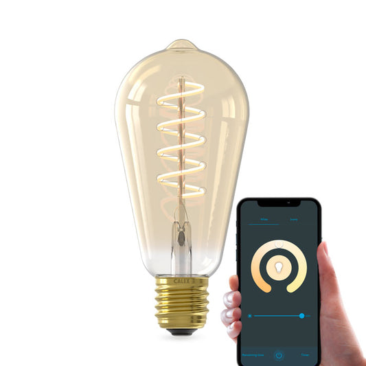 Calex Smart LED Filament Gold Curly Rustic Lamp / 7 Watt E27