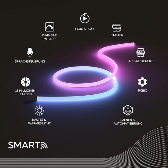 Calex Smart Neon 360° LED Schlauch – 3 m / 18 W, RGBIC & Warmweiss