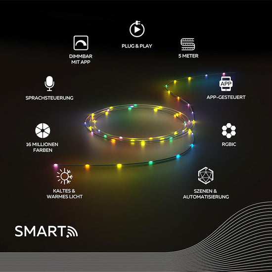 Calex Smart Neon Tube 360° – 3 m runder LED Streifen / 18 W, RGBIC & Warmweiss