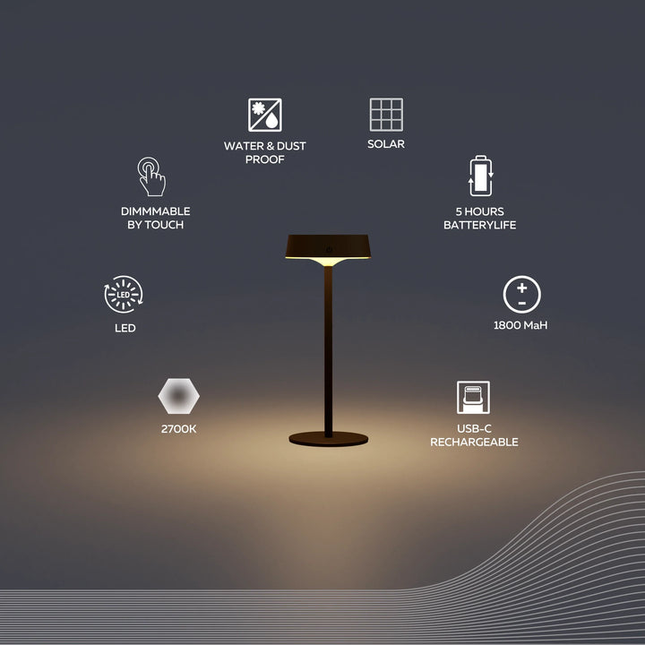 Solar Tischleuchte Parma / Kabellos, USB