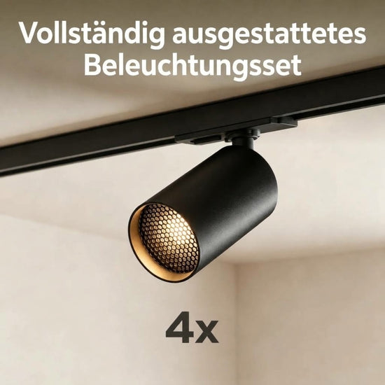 Calex Tracklight 4×GU10 – 2 m / Schwarz – Schienen-Deckenleuchte aus Aluminium Lieferumfang