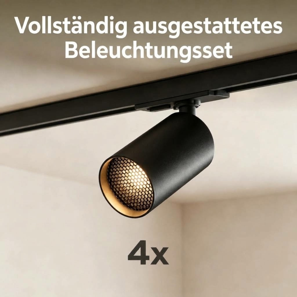 Calex Tracklight 4×GU10 – 2 m / Schwarz – Schienen-Deckenleuchte aus Aluminium Lieferumfang