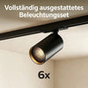 Calex Tracklight 6×GU10 – 3 m / Schwarz – Schienen-Deckenleuchte aus Aluminium Lieferumfang 6 Spots